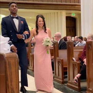 long mesh one shoulder illusion dress